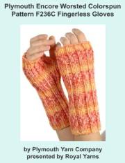 Plymouth Encore Worsted Colorspun Yarn Knitting Pattern F236C Fingerless Gloves (I Want To Knit)